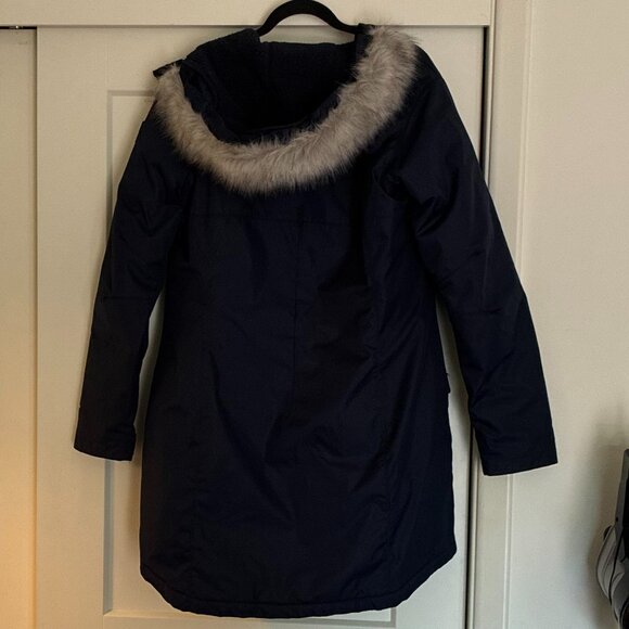 Columbia Omni-Heat Womens-Large Suttle Mountain Long Insulated Jacket Navy - Picture 3 of 4